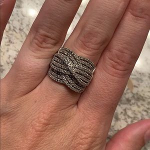 1/2 kt.triple weave diamond band sterling silver